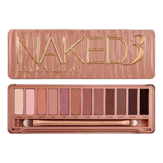 Naked 3 Eyeshadow Palette: 12X Eyeshadow 1X Doubled Ended Shadow/Blending Brush