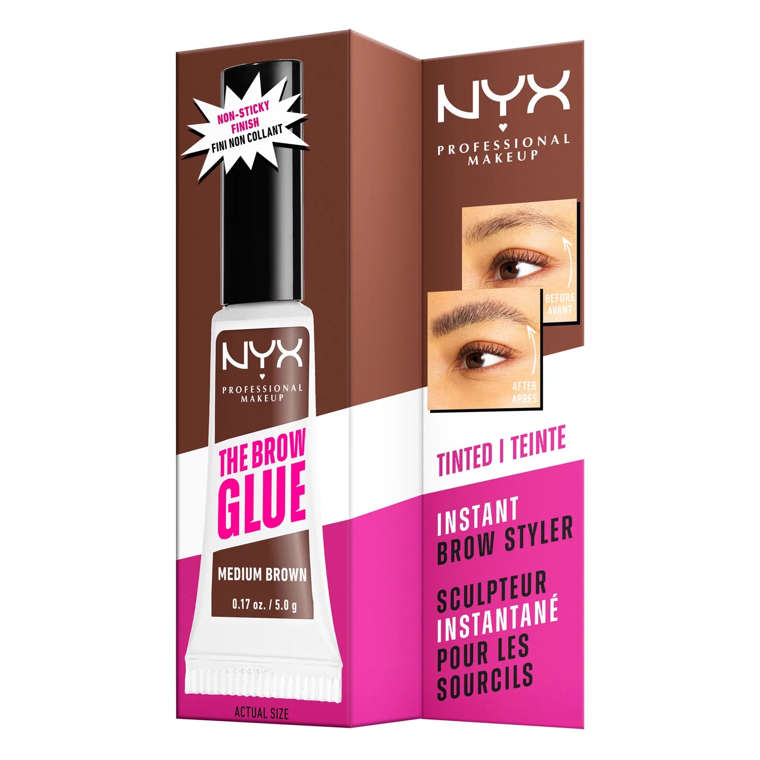 The Brow Glue, Extreme Hold Tinted Eyebrow Gel, Medium Brown