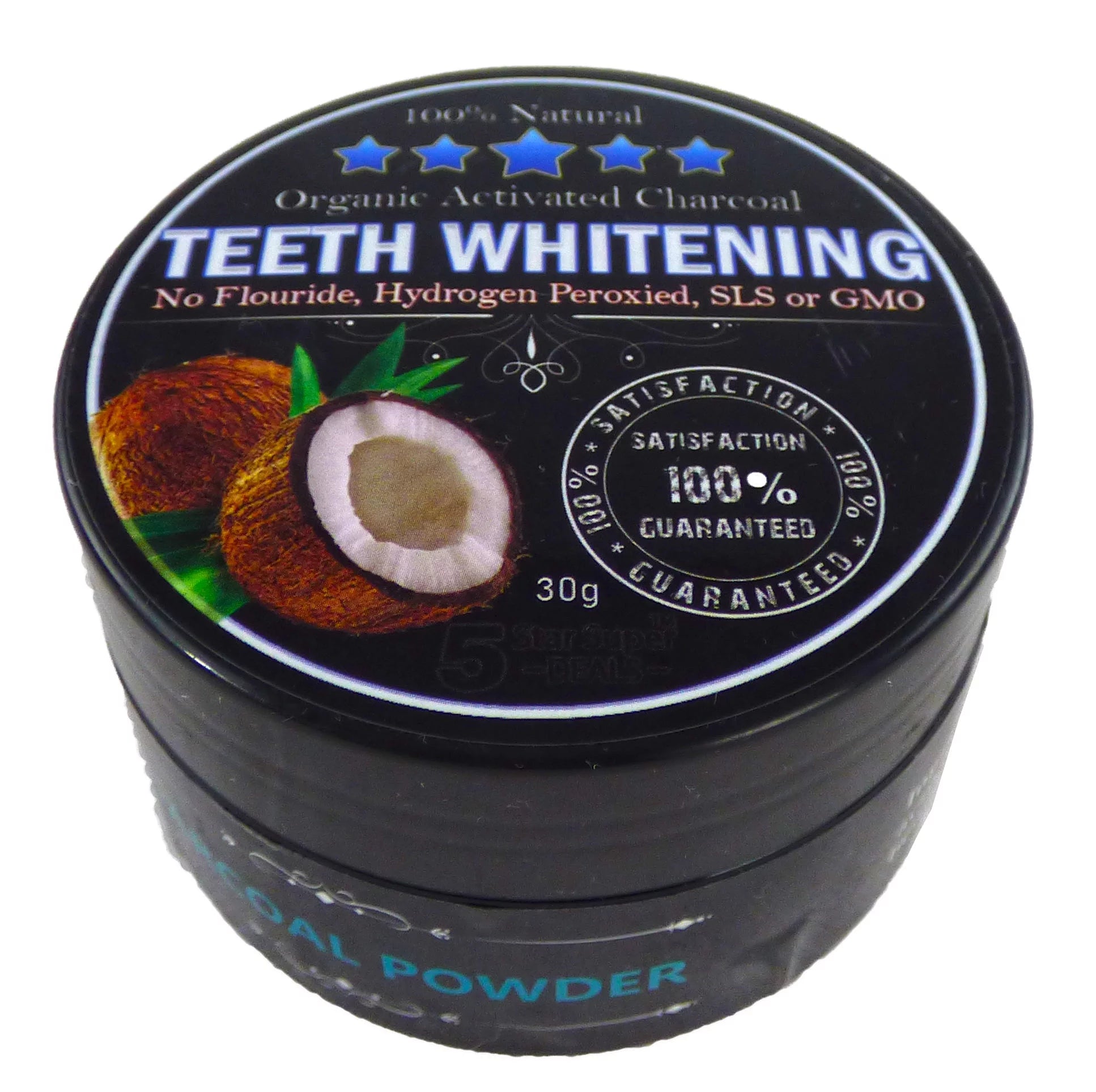 Charcoal Teeth Whitening Powder, Natural Activated Charcoal Coconut Shells + 2 Bamboo Toothbrushes - Safe Effective Tooth Whitener Solution