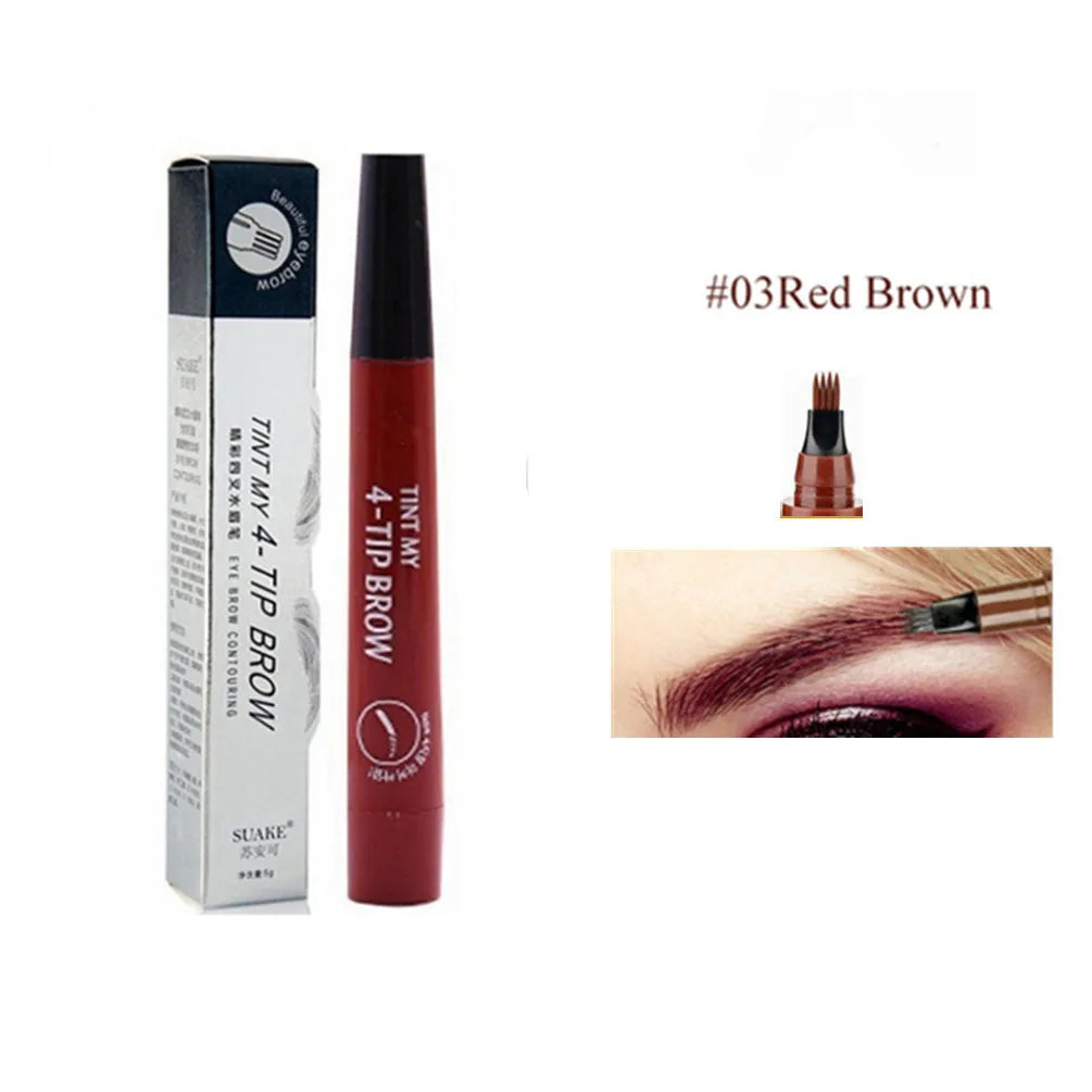 4D Microblading Eyebrow Pen 4 Forks Tip Eyebrow Tattoo Pencil Long Lasting Fine Sketch Liquid Eye Brow Make Up