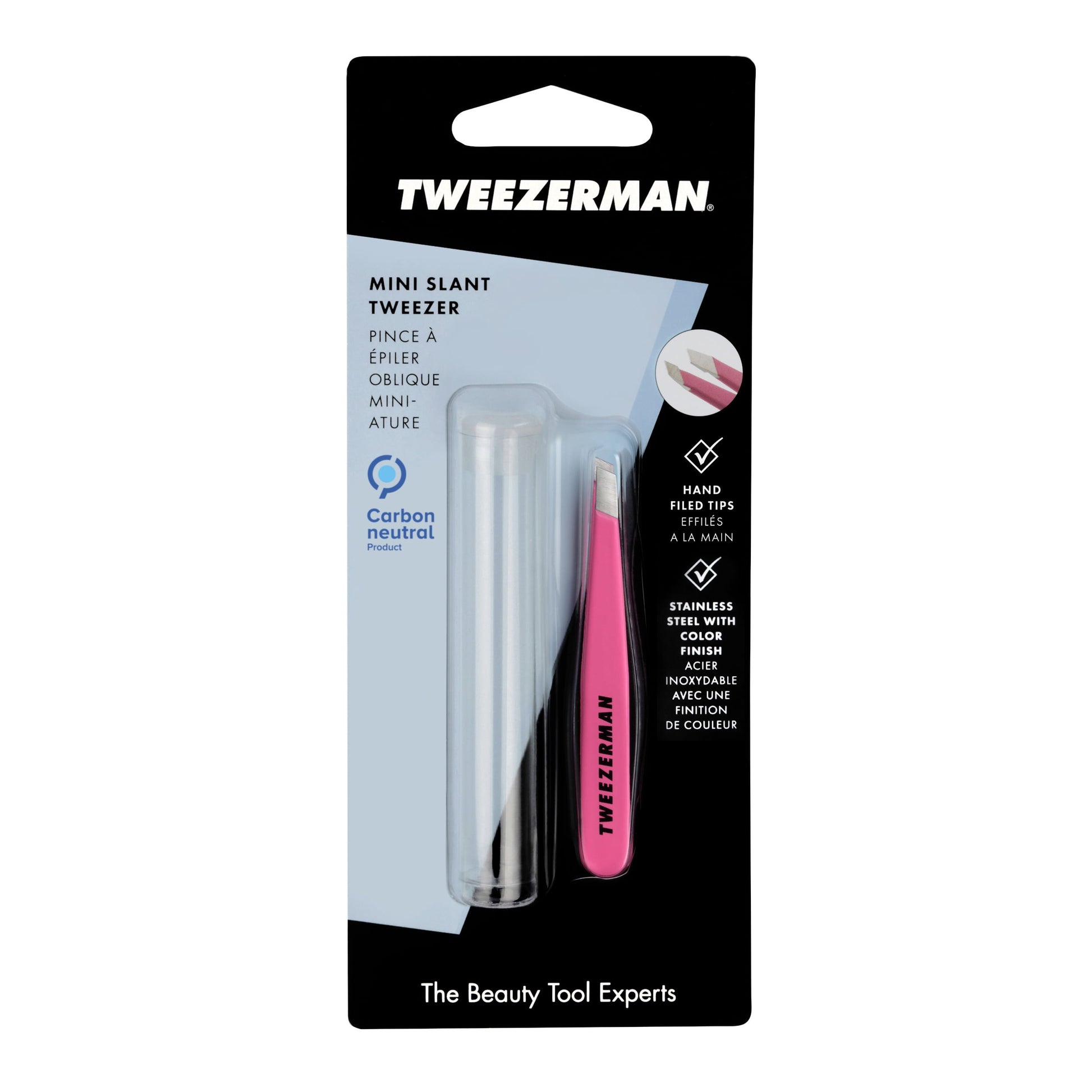 Neon Pink Mini Stainless Steel Slant Tweezer