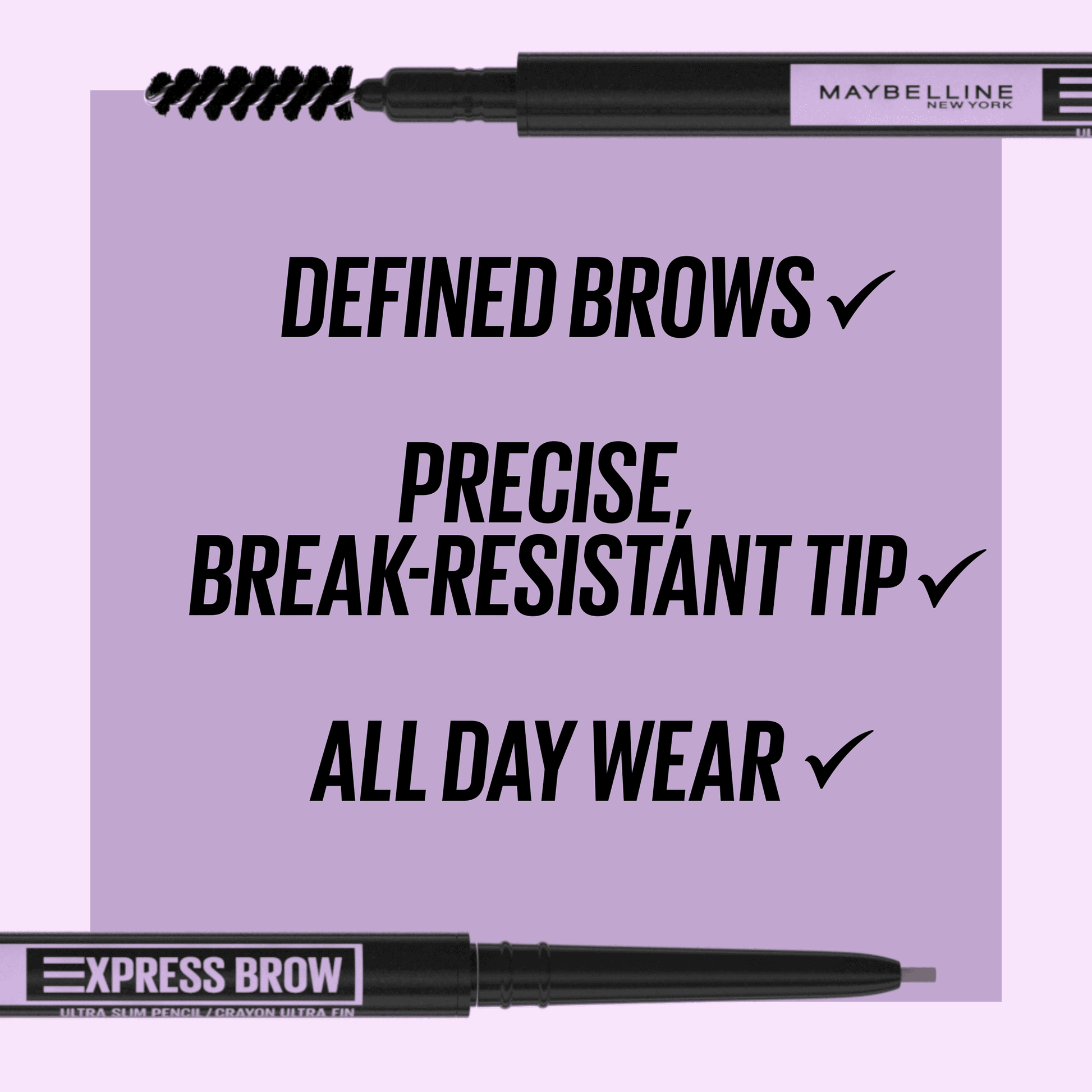 Maybelline Express Brow Ultra Slim Pencil Eyebrow Makeup, Black